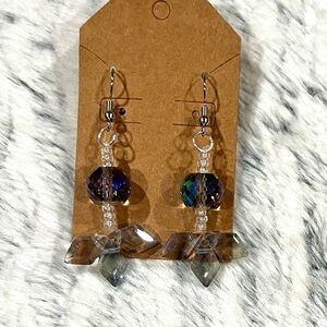 Elegant Multicolor Crystal Drop Silver Earrings